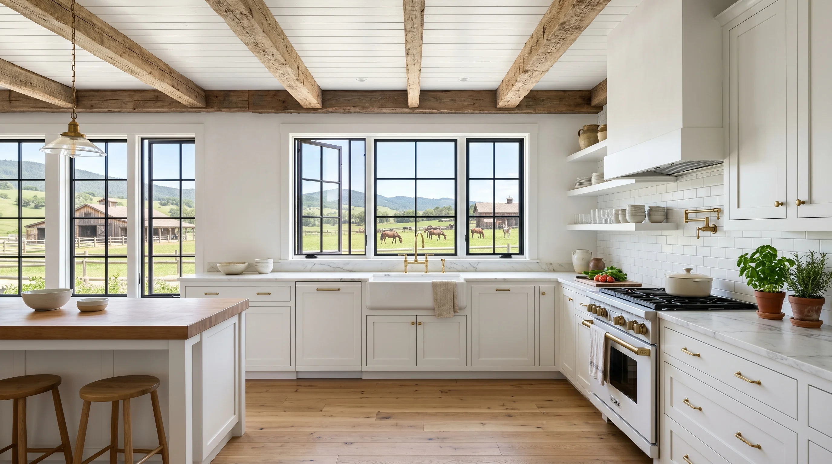 Modern Loxahatchee kitchen remodel with waterfall island and coordinated cabinet finishes