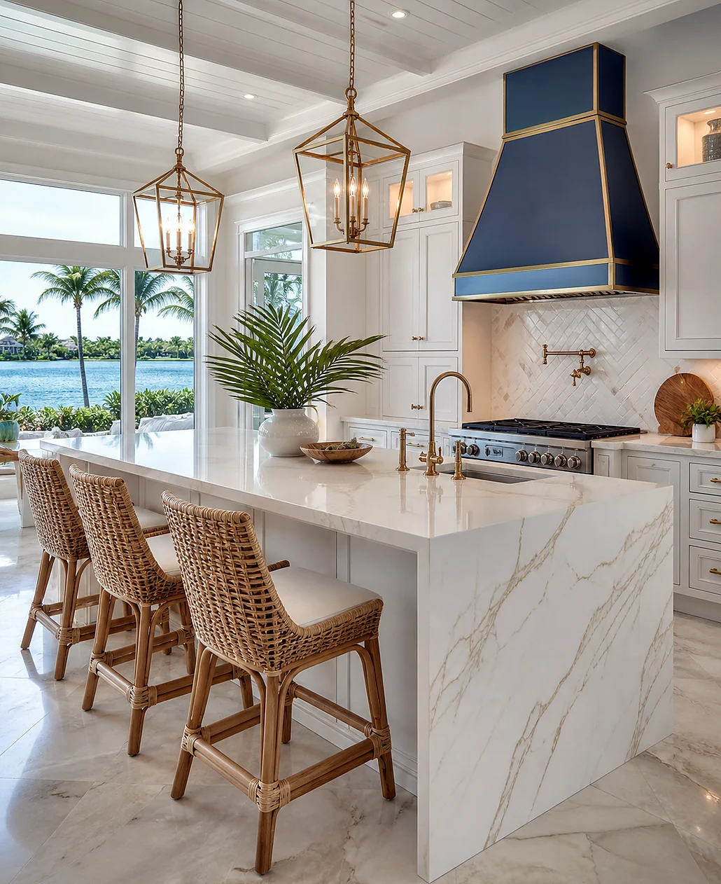 Loxahatchee Groves kitchen island upgrade with stone countertops and refined cabinet details