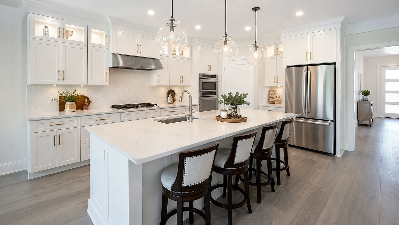 North Palm Beach kitchen remodeling inspiration with bright cabinets and stone countertops