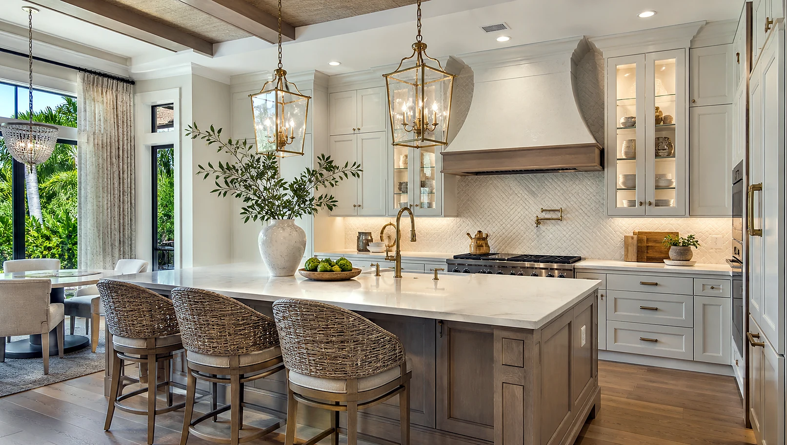 Finished North Palm Beach kitchen remodel inspiration with cabinets, countertops, and luxury materials