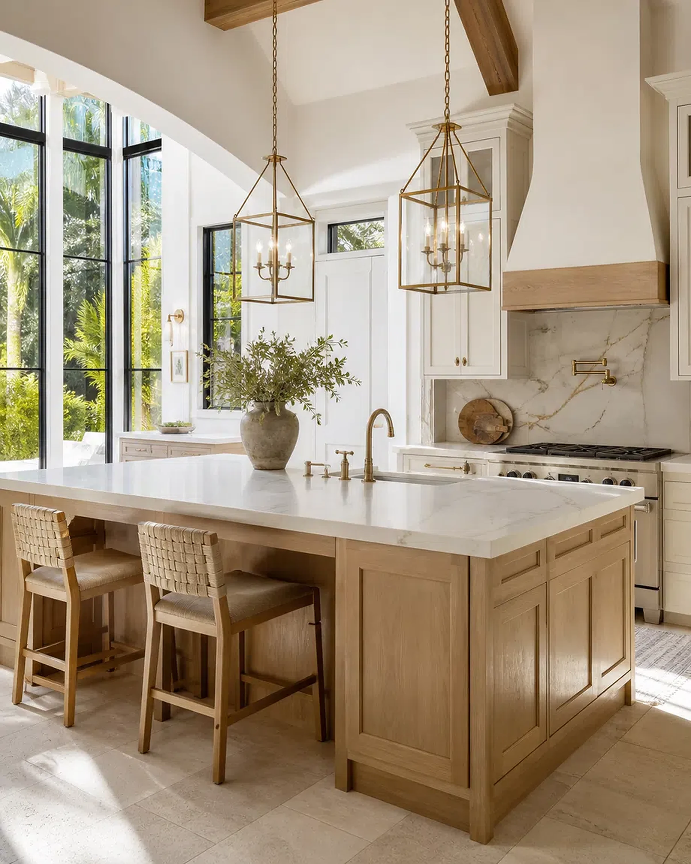 Palm Beach Gardens kitchen remodeling inspiration with bright cabinets and stone countertops