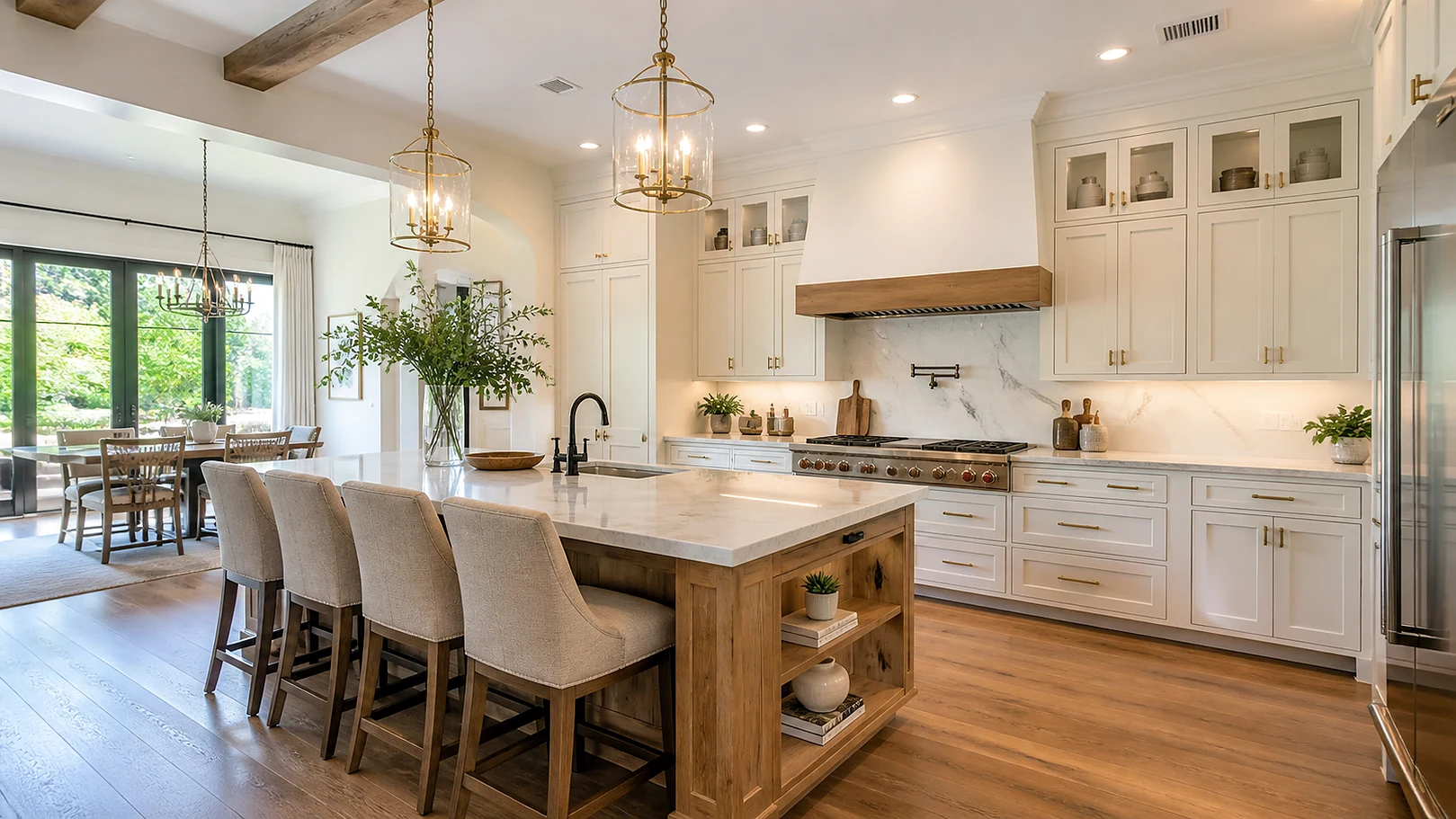 Palm Springs kitchen remodeling inspiration with bright cabinets and stone countertops