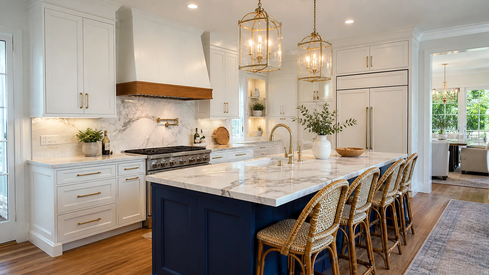 Custom Palm Springs kitchen cabinet and countertop remodel with elegant finish details