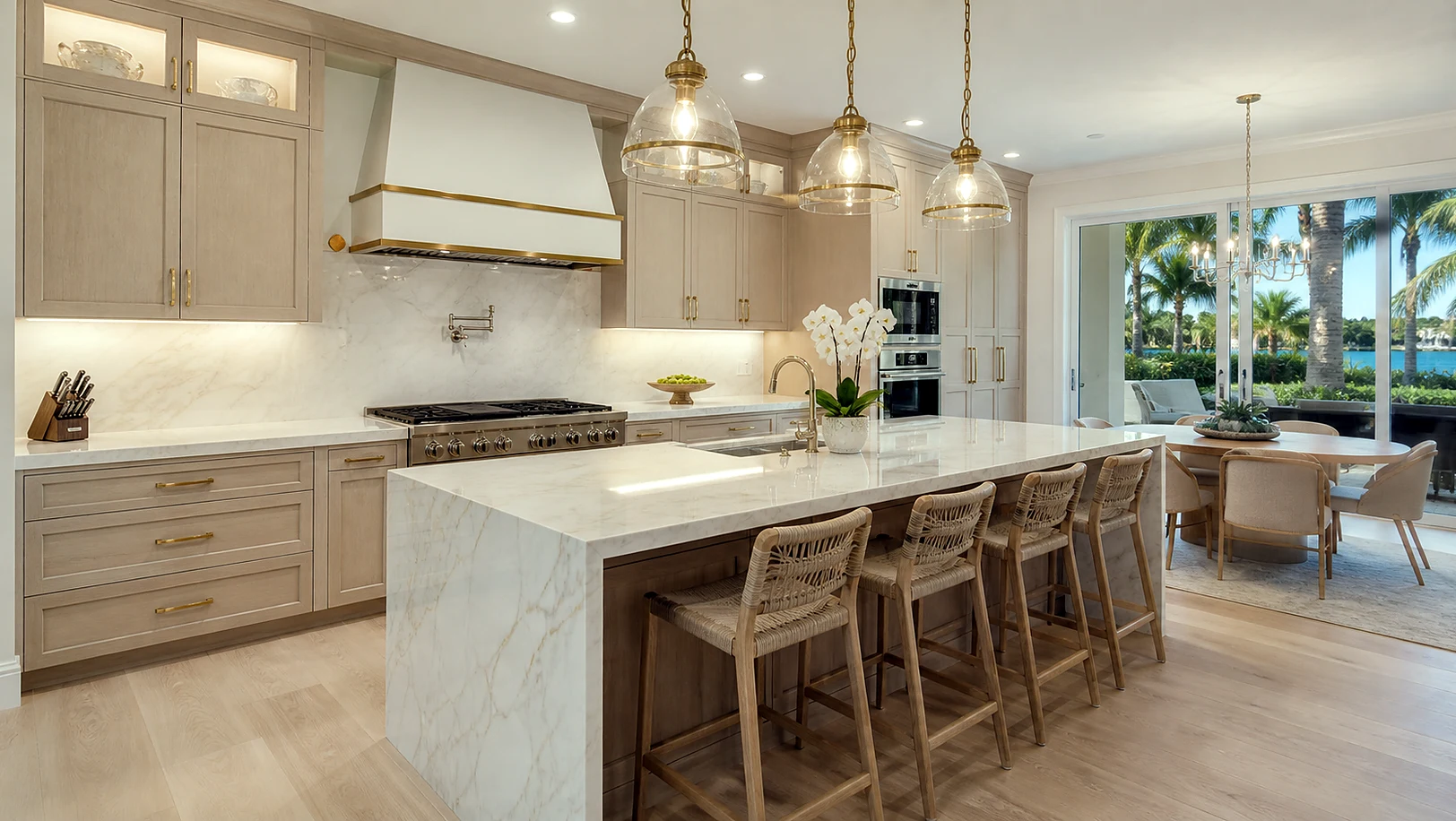 Palm Springs cabinet and stone kitchen remodel with a polished high-end finish