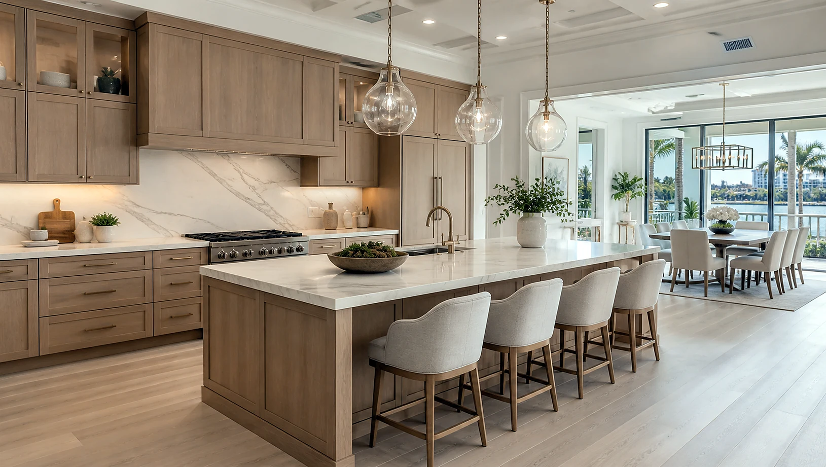 Finished Palm Springs kitchen remodel inspiration with cabinets, countertops, and luxury materials