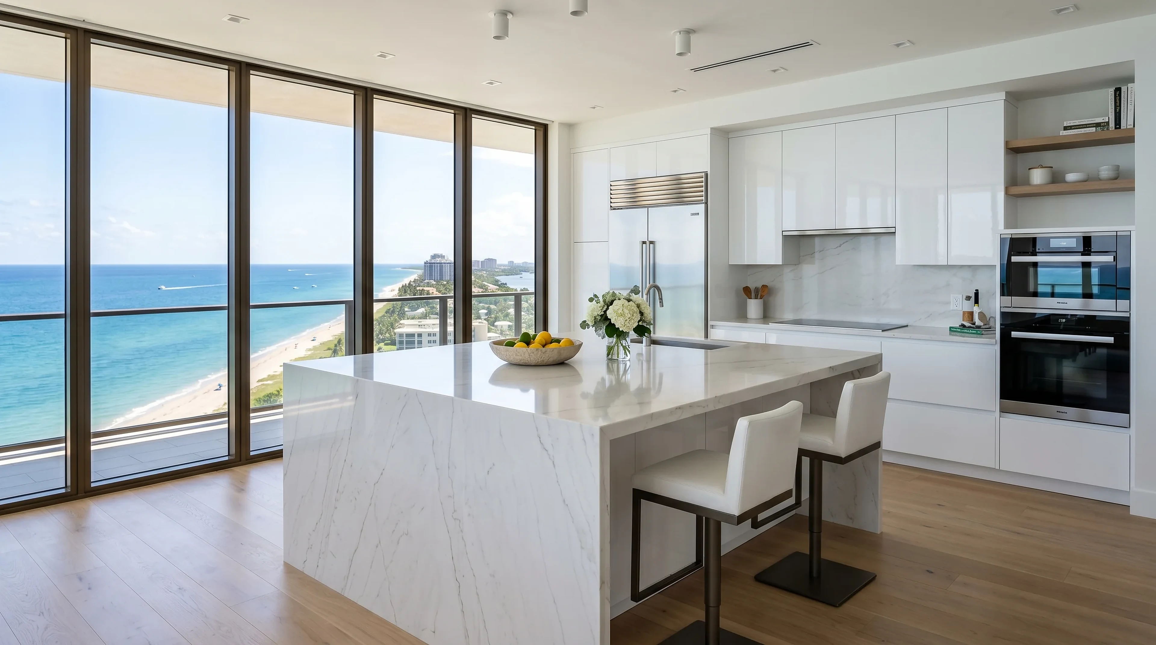 Finished Riviera Beach kitchen remodel inspiration with cabinets, countertops, and luxury materials