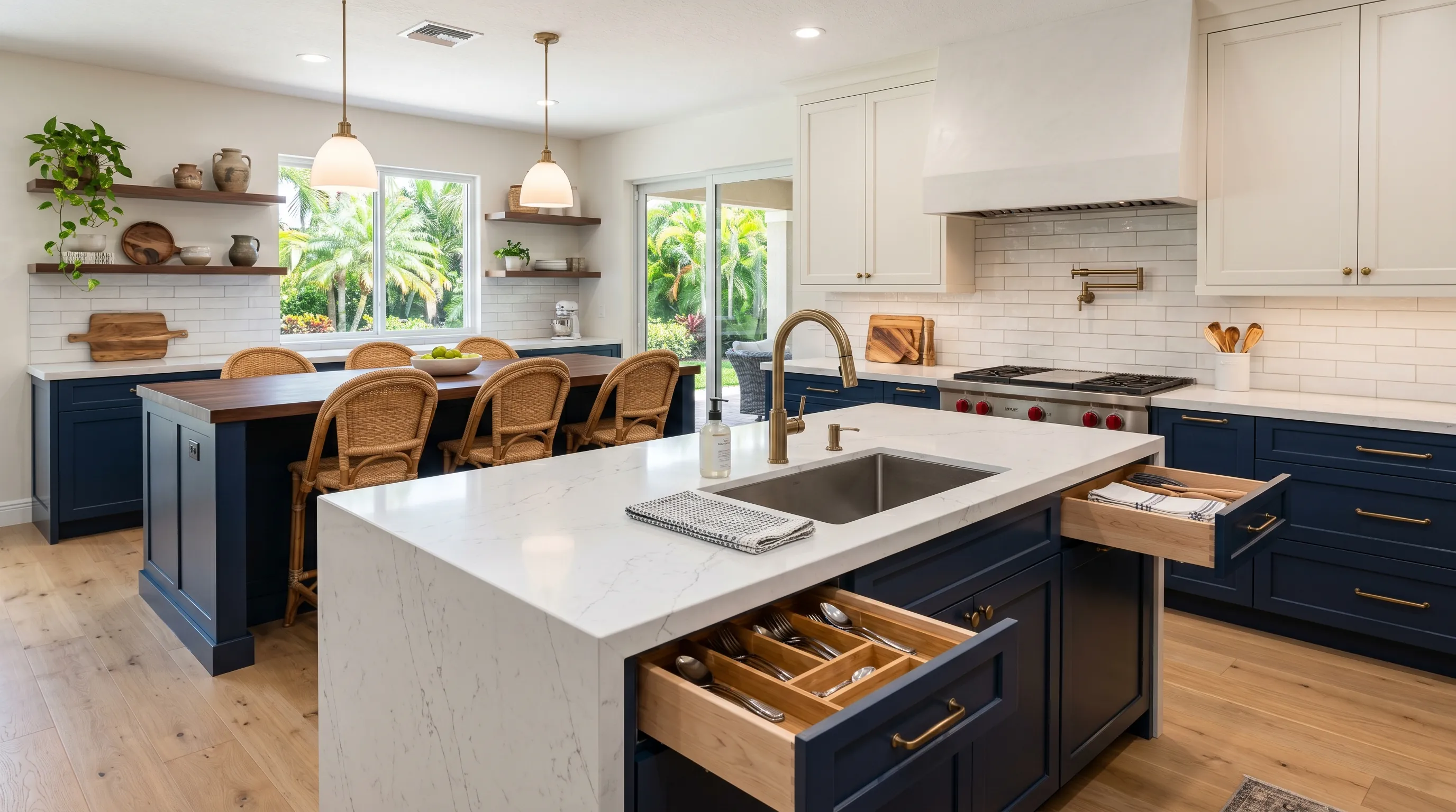 Custom Royal Palm Beach kitchen cabinet and countertop remodel with elegant finish details