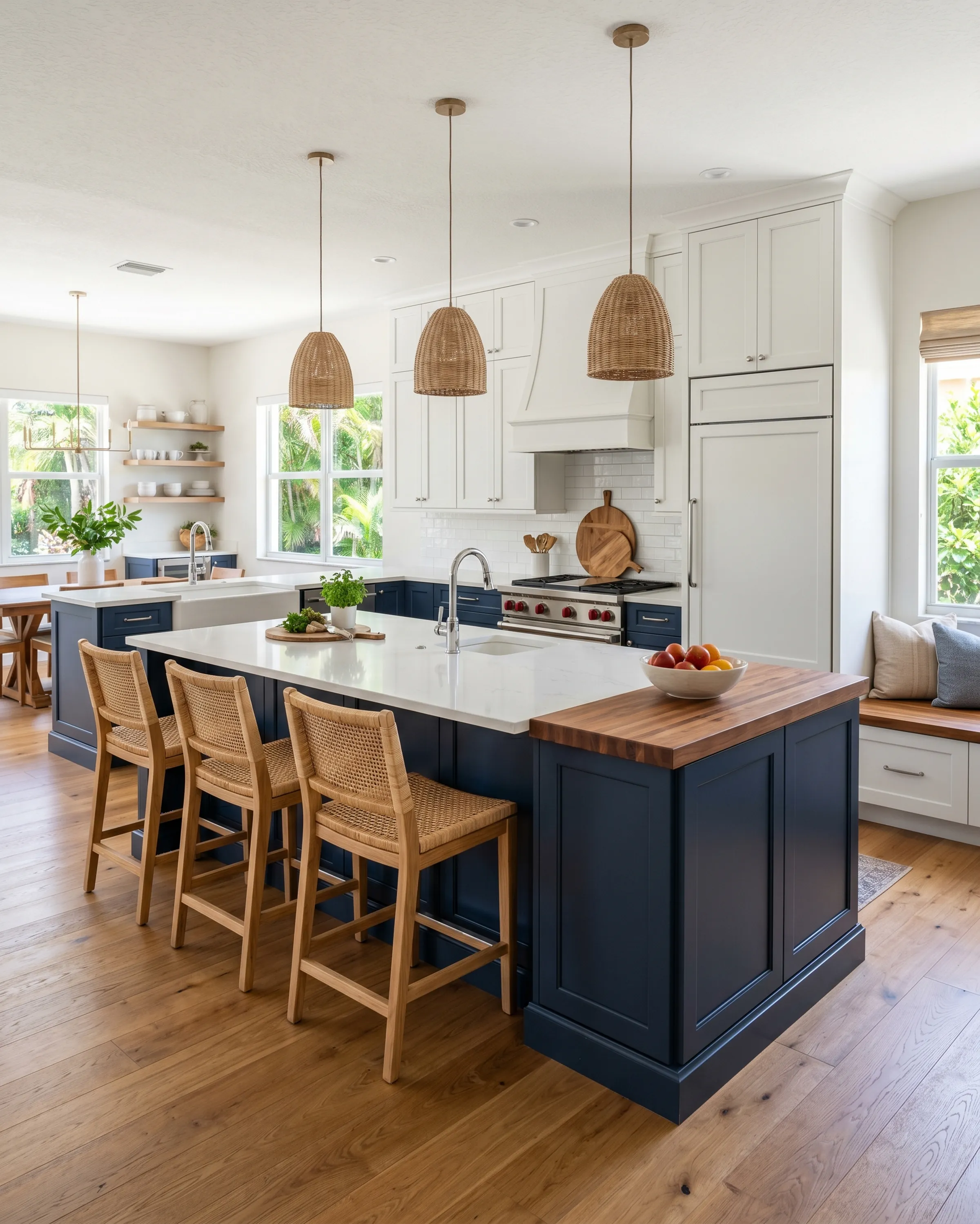 Bright Royal Palm Beach kitchen remodel with large island, cabinet storage, and stone surfaces