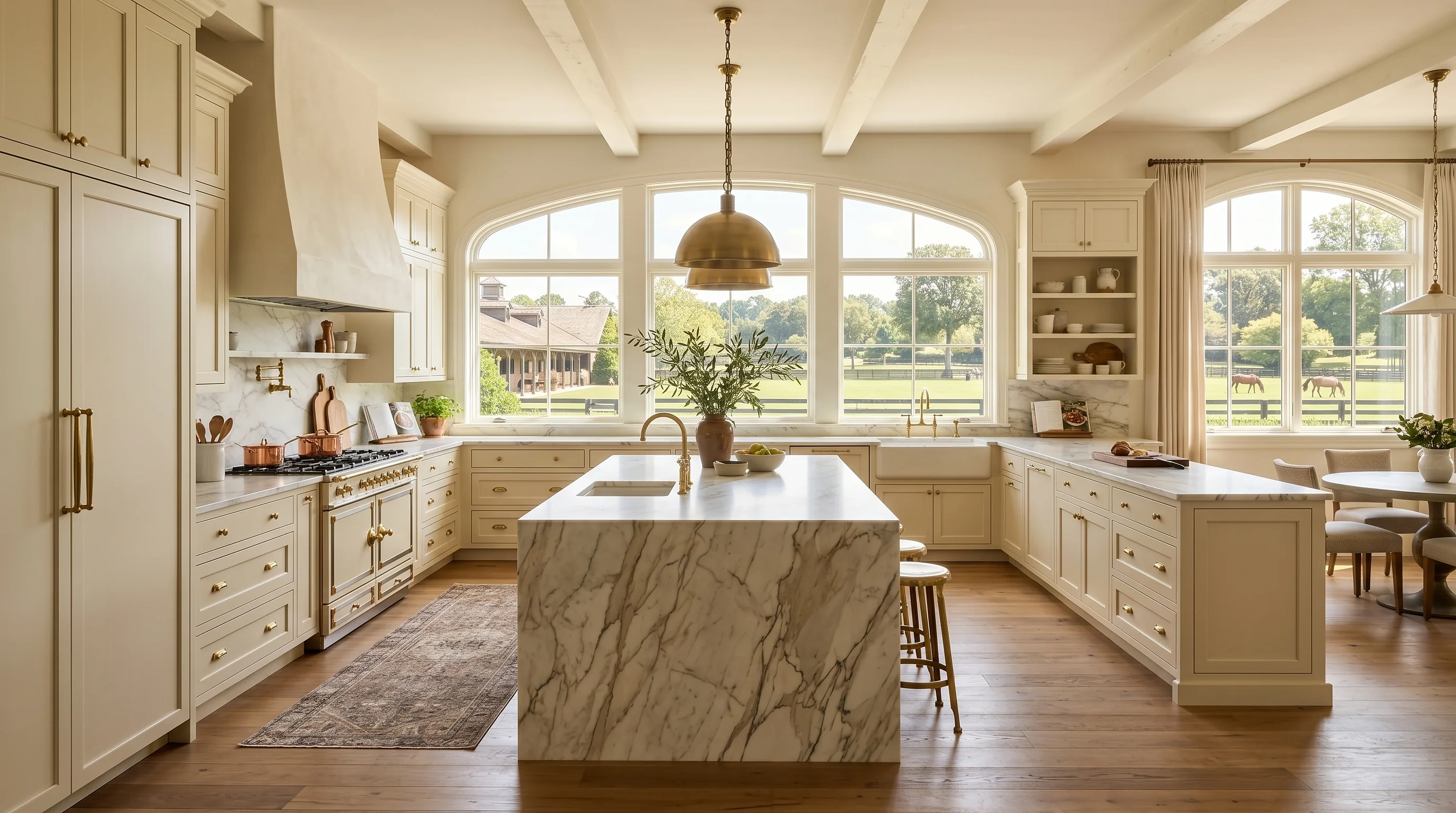 High-end Wellington kitchen remodel with custom cabinetry and a stone waterfall island