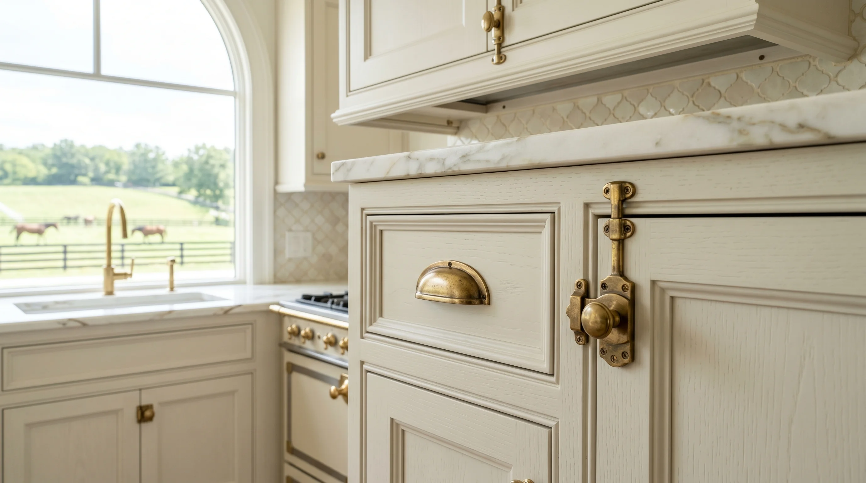 Wellington kitchen island upgrade with stone countertops and refined cabinet details