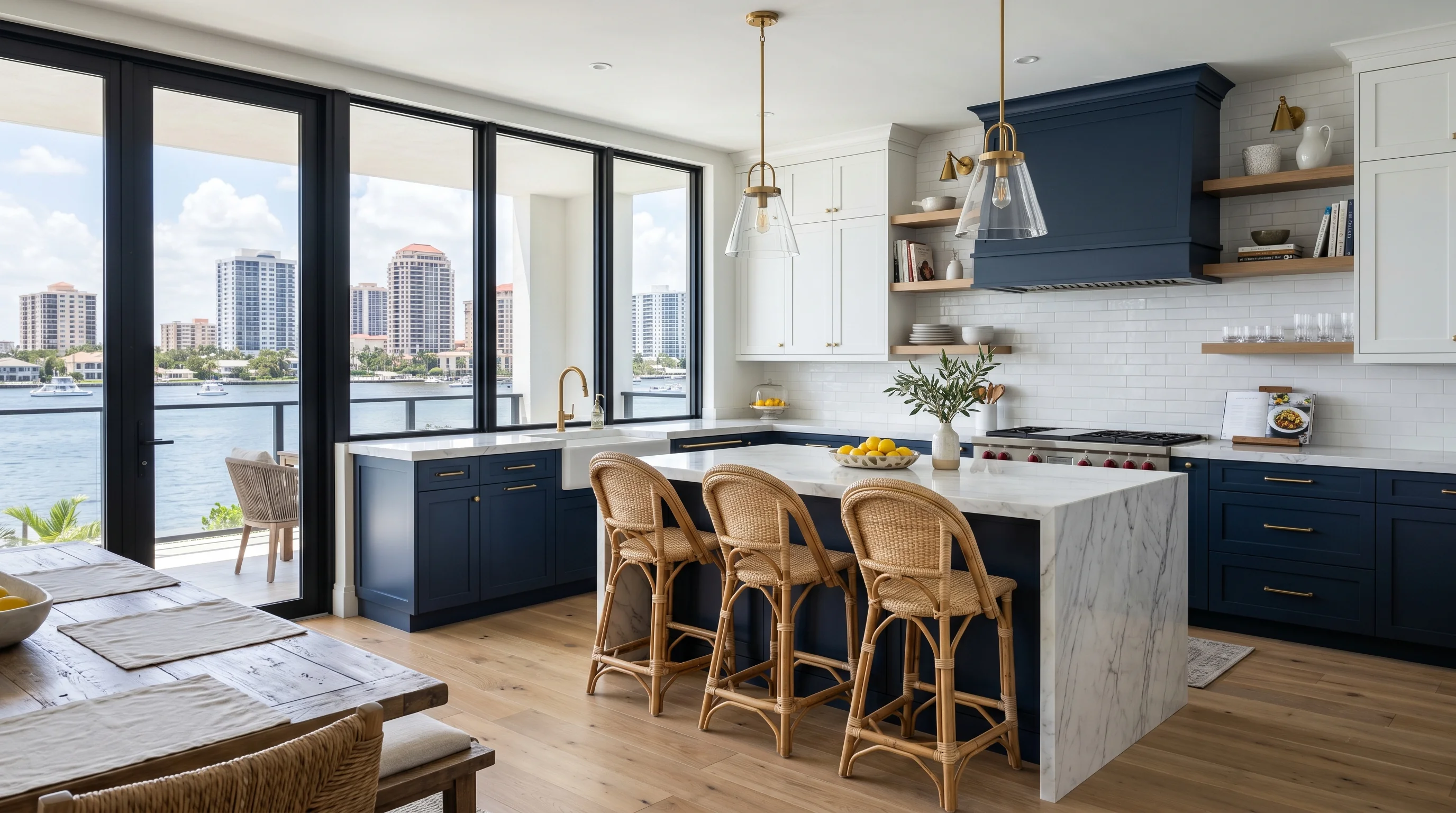 West Palm Beach kitchen remodeling inspiration with bright cabinets and stone countertops