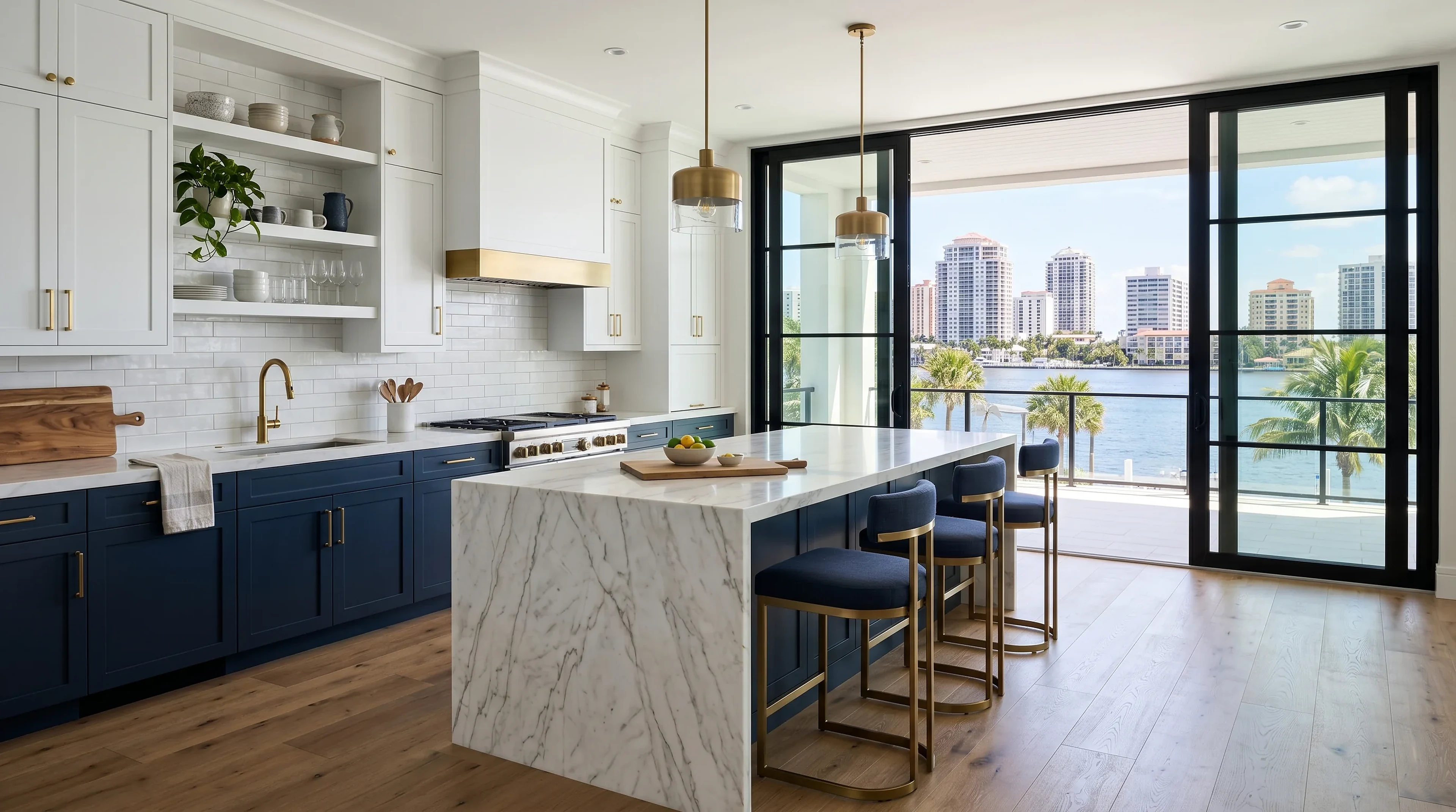 Finished West Palm Beach kitchen remodel inspiration with cabinets, countertops, and luxury materials