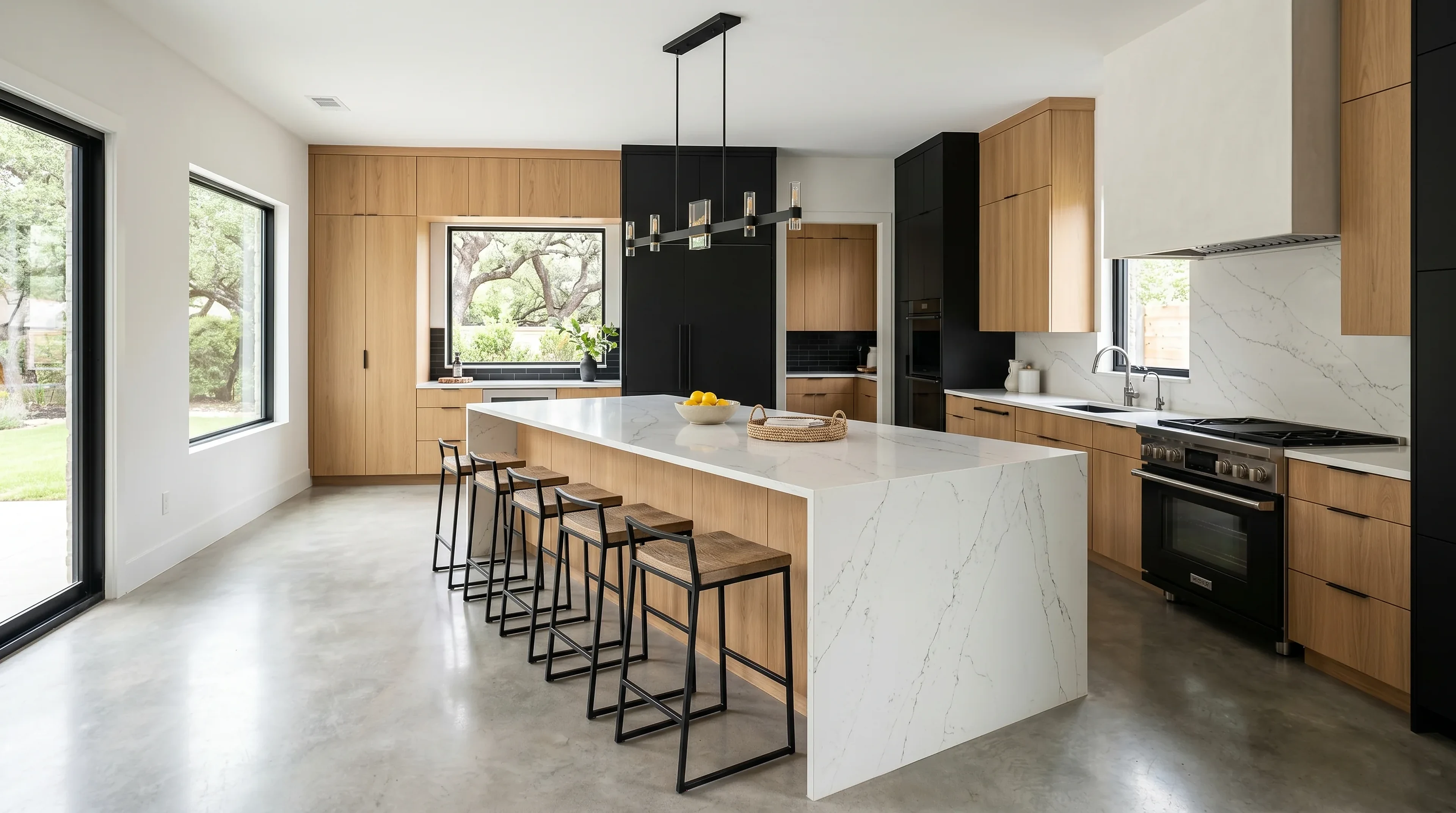 Luxury Westlake kitchen material inspiration with marble-look counters and designer lighting