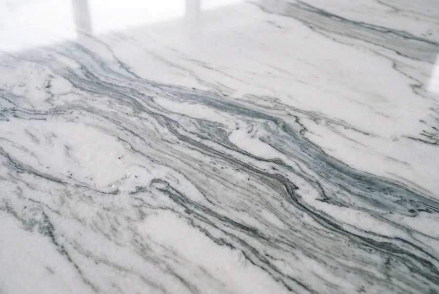 Mont Blanc quartzite slab with dramatic gray-blue veining